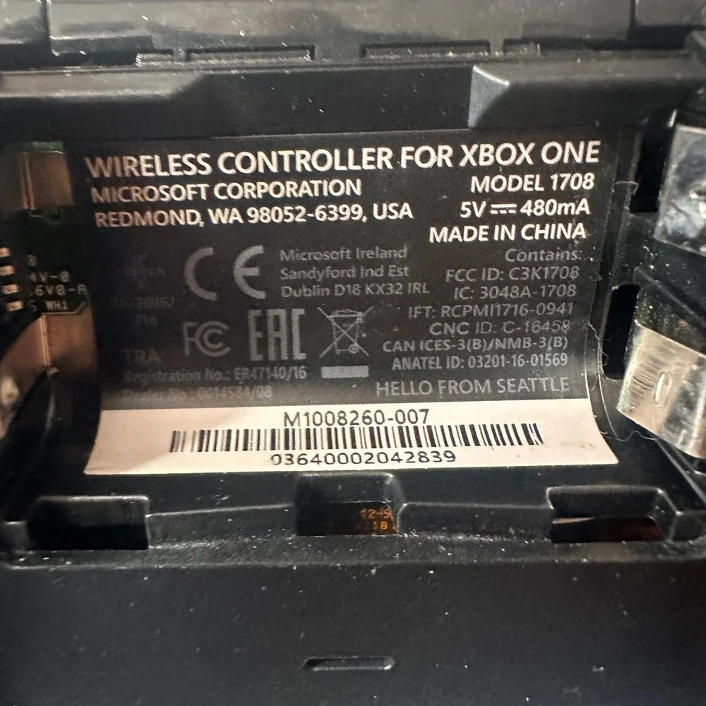 Microsoft Xbox One Wireless Controller Model 1708 Black Bluetooth Gamepad